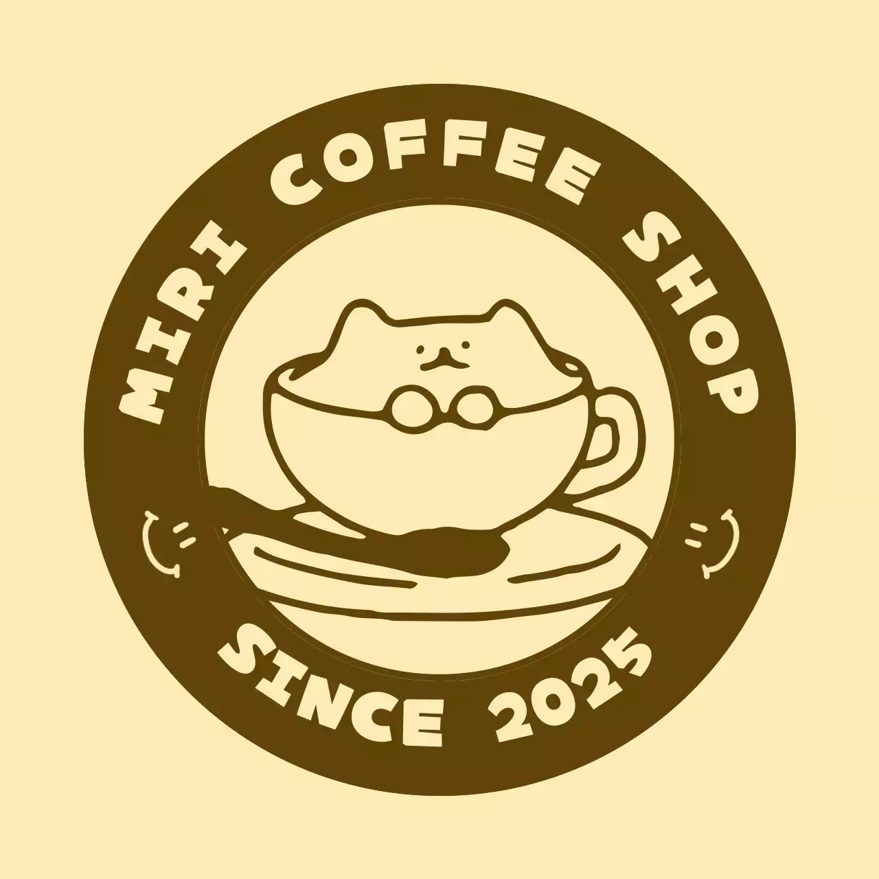 ベージュ かわいい コーヒー ロゴ イラストテキスト