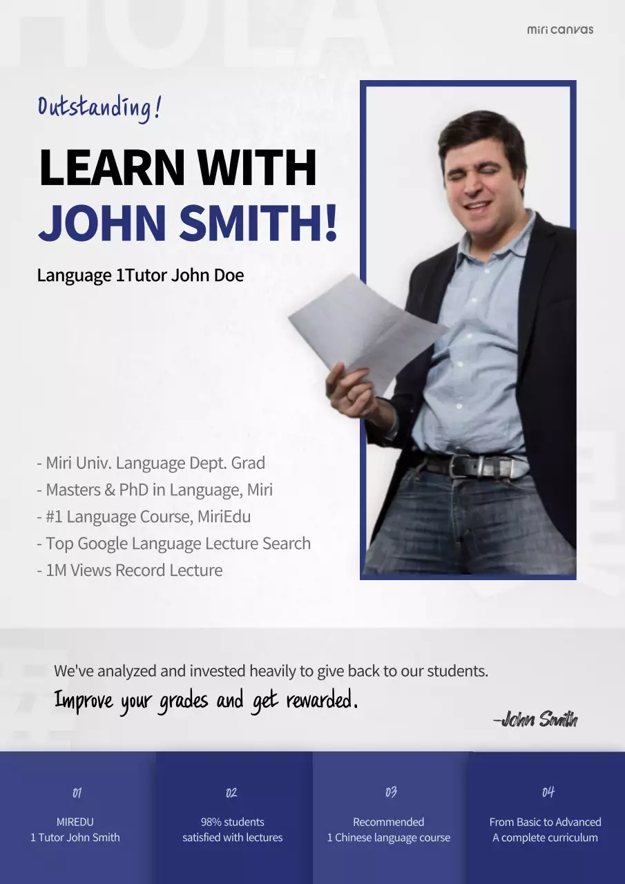 White Professional Language Course Advertisement Poster