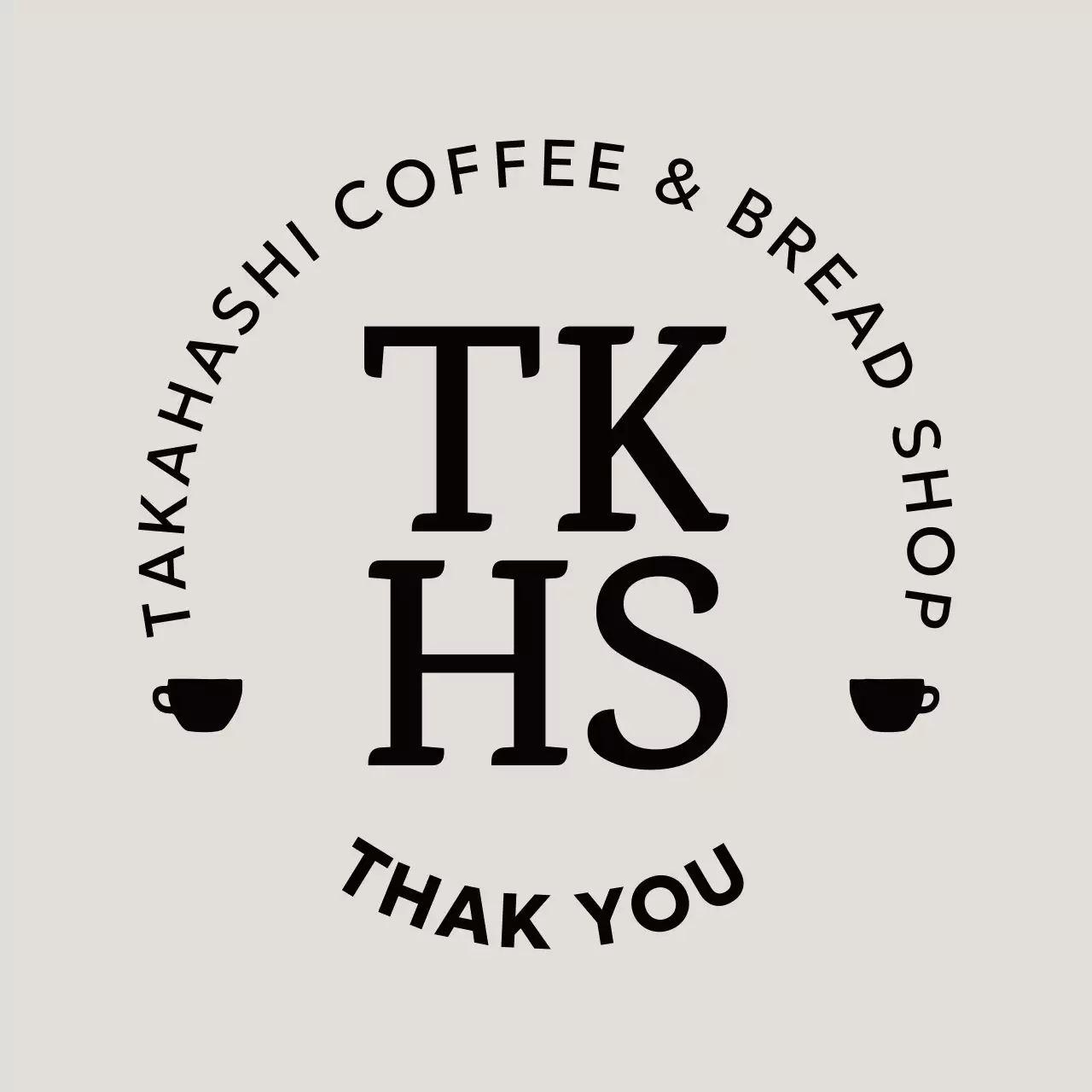 ベージュ シンプル カフェ ロゴ テキスト