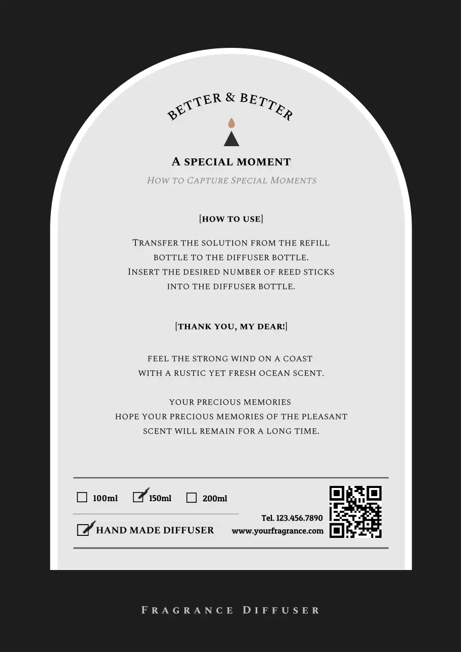 Designing a product guide for diffuser fragrances in gray tones