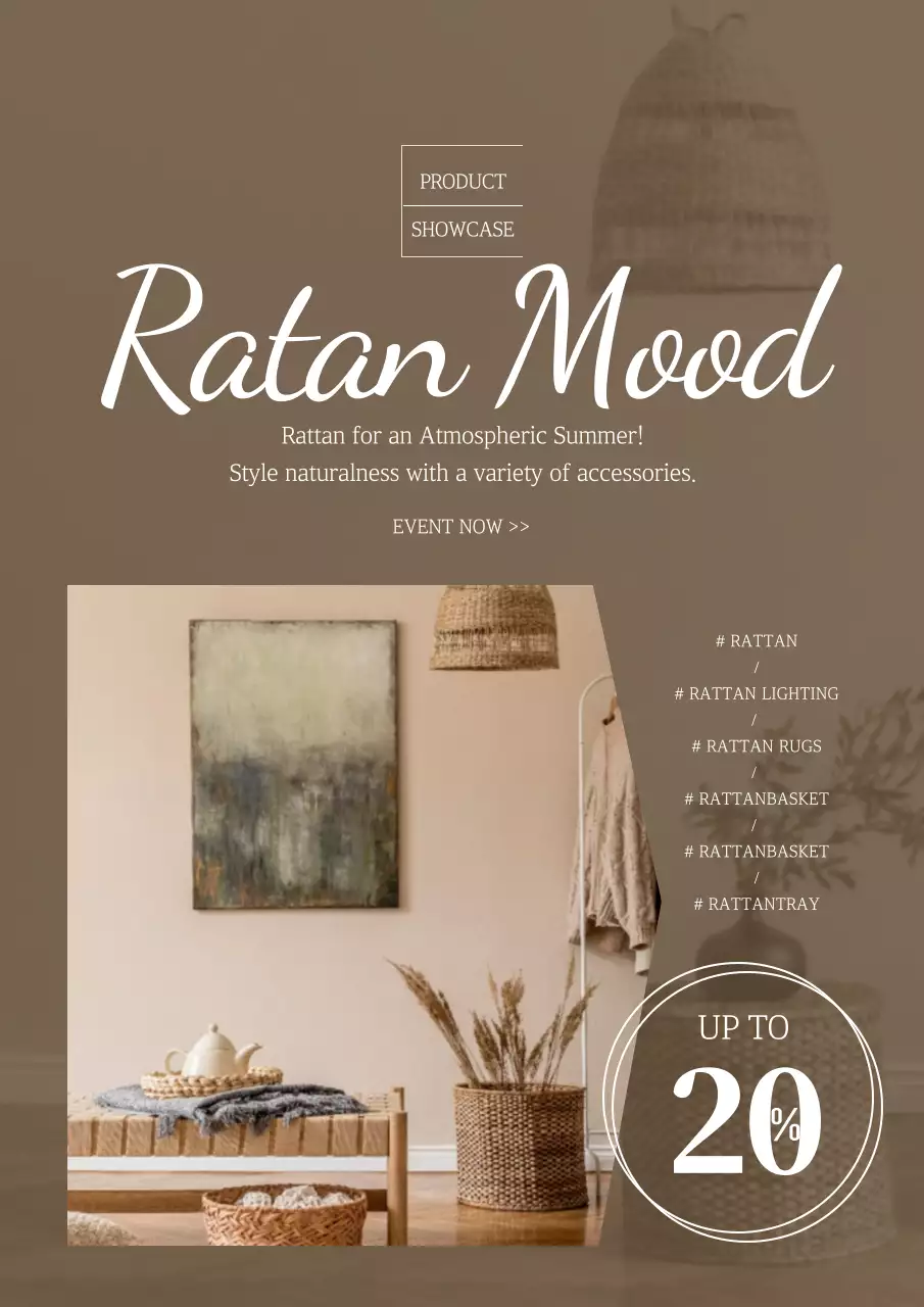 Beige Rustic Rattan Promotion Poster