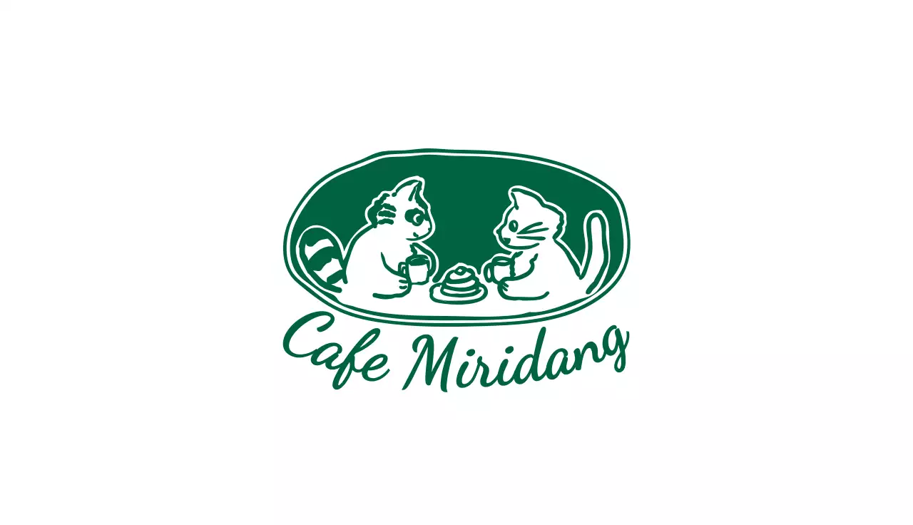 A cafe with green handwriting and cute illustrations