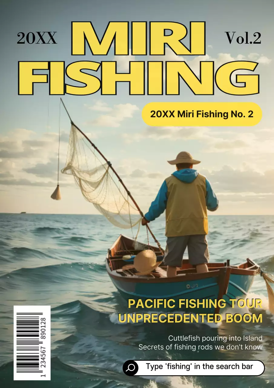Blue Vintage Fishing Magazine Book Cover