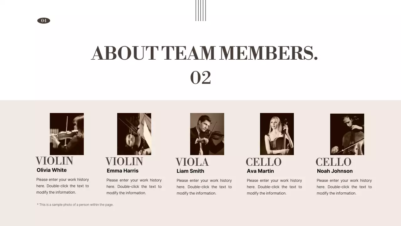 A portfolio of performing arts organizations in brown, muted tones