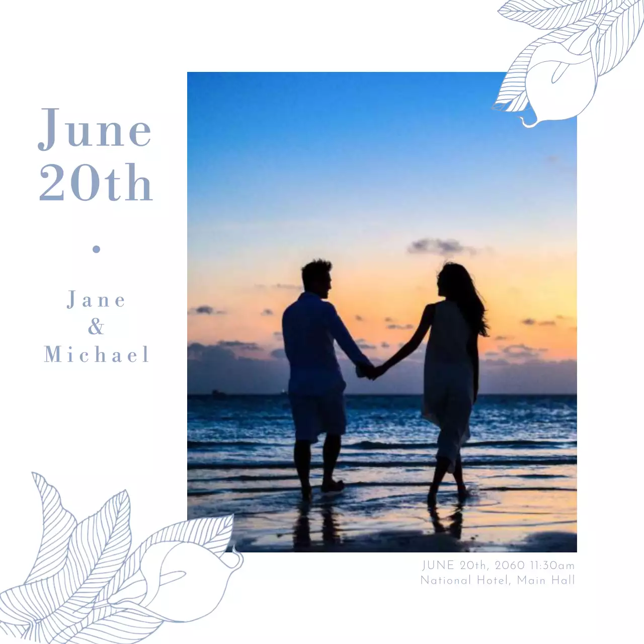 Blue Elegant Wedding Invitation Instagram Post