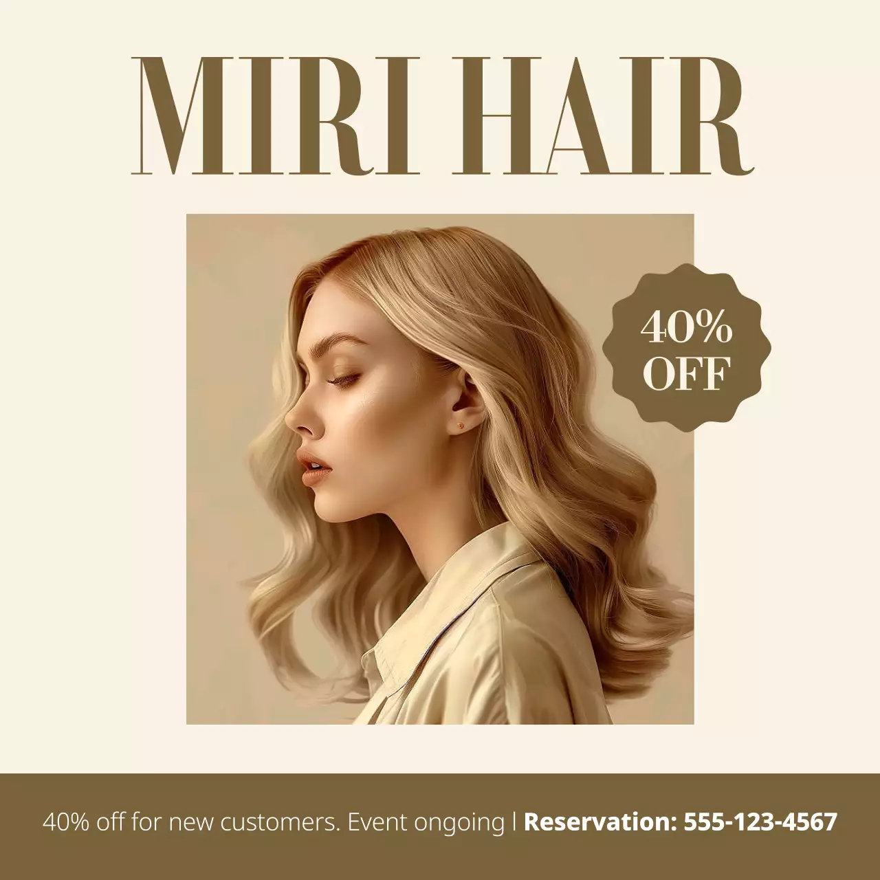 Beige Elegant Hair Promotion Social Media Post