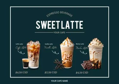 Black Modern Latte Promotion Poster