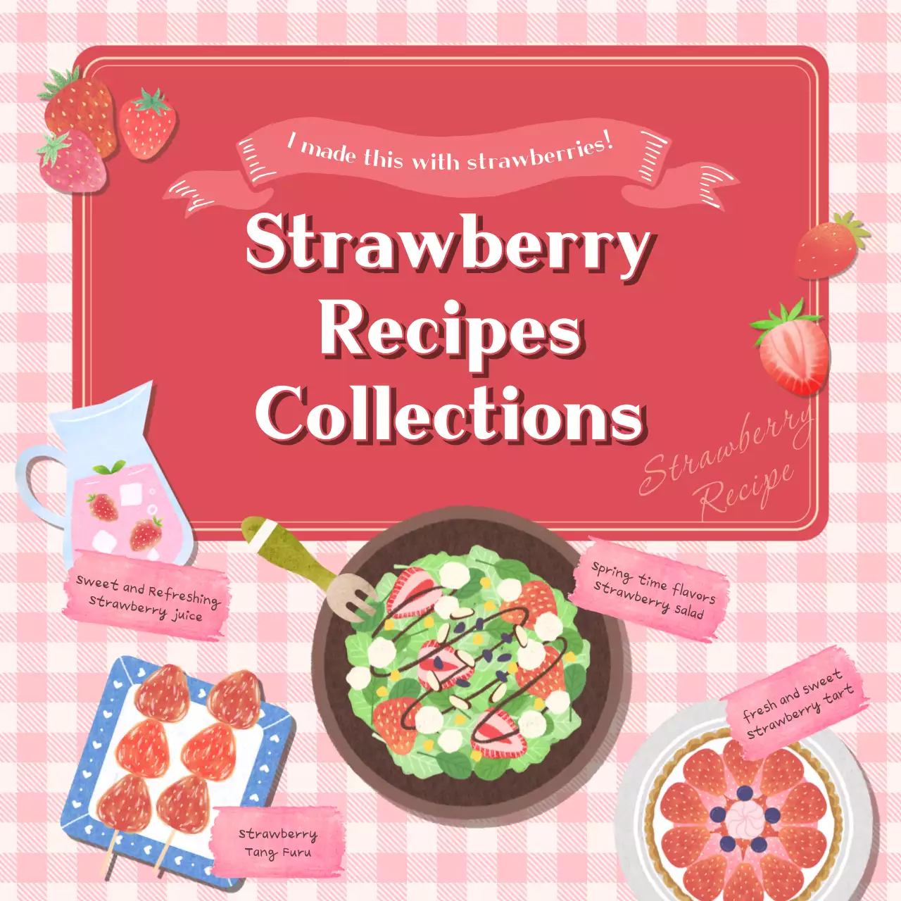 Red Vintage Recipes Guide Social Media Post