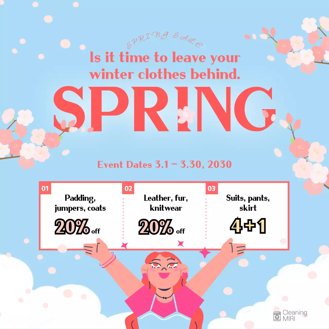 Blue Modern Spring Promotion Instagram Post