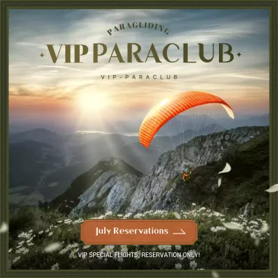 Green and orange VIP Paragliding Club reservation guide