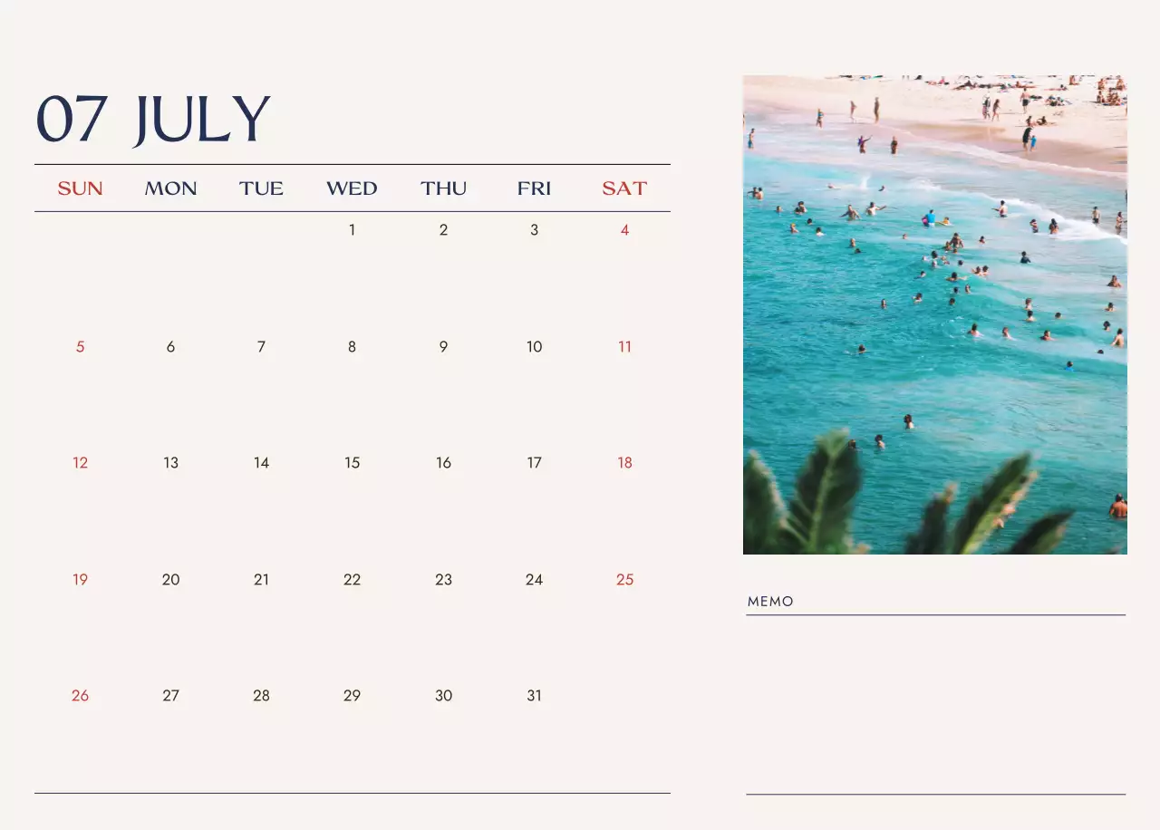 아이보리 모던 달력 캘린더