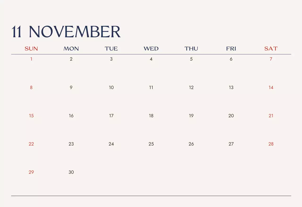 베이지 심플 여행 달력