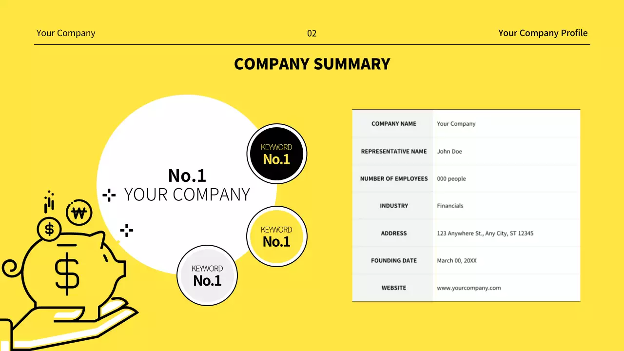 Yellow Simple Company Profile Document Presentation
