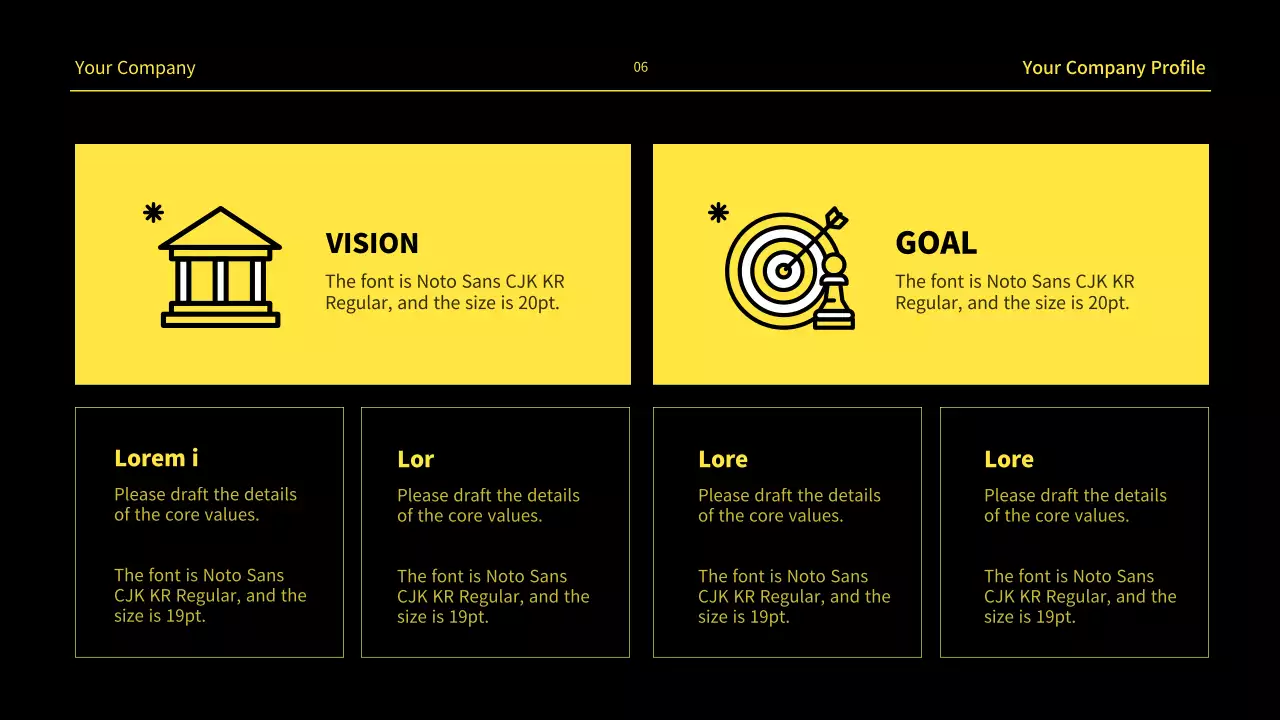 Yellow Simple Company Profile Document Presentation