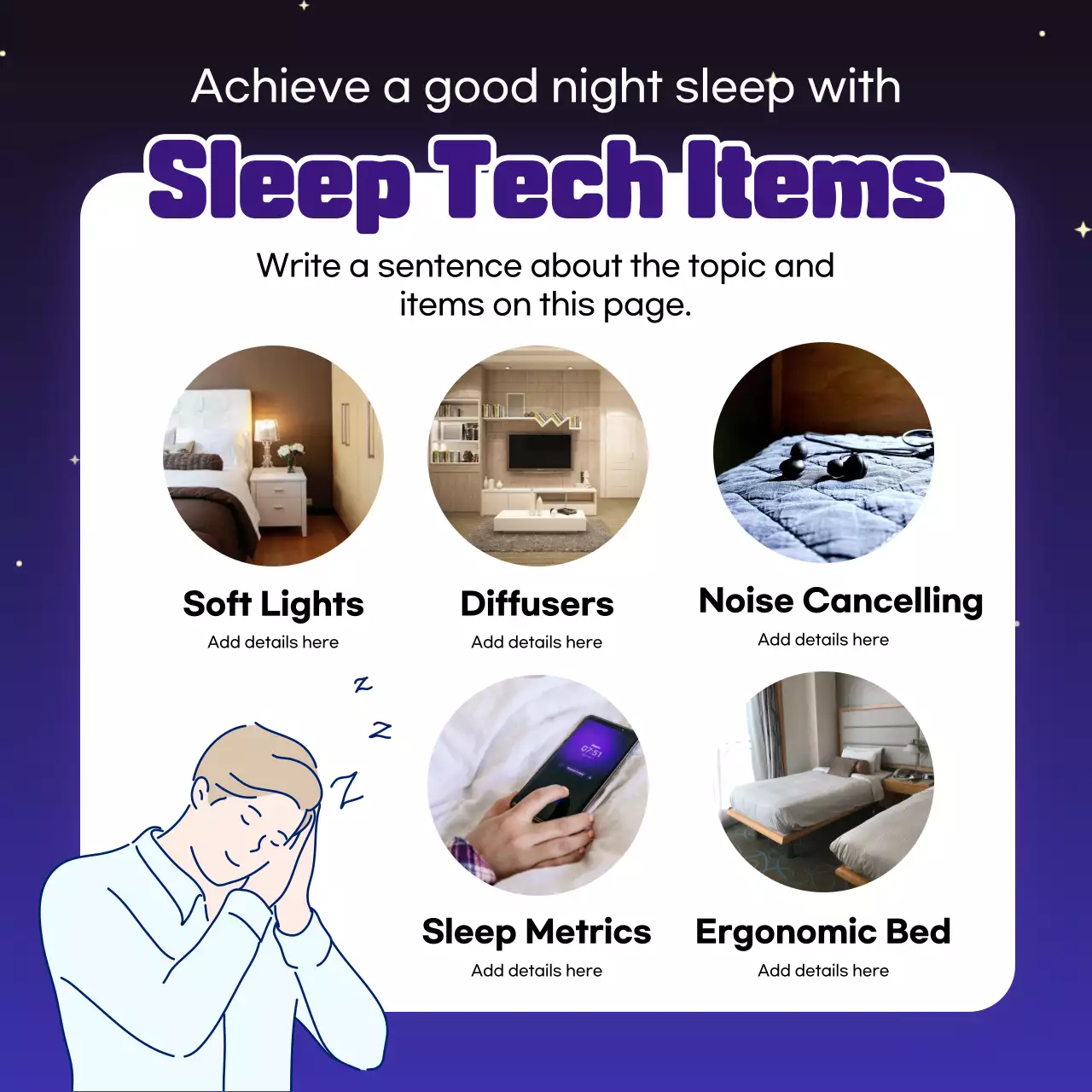 Providing technology sleep tech information for sweet sleep with blue tone neon sign feeling