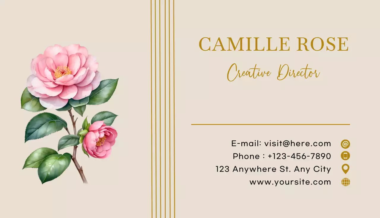 Beige Floral Business Card