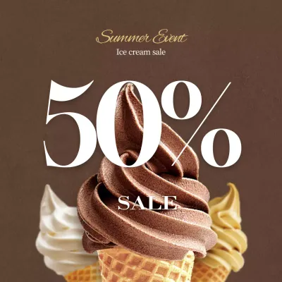 Brown Elegant Ice Cream Promotion Social Media Post