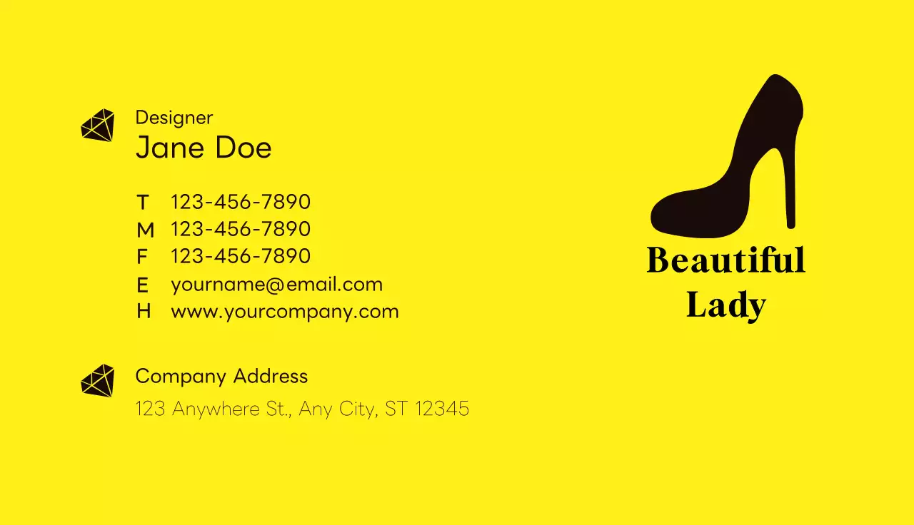 Yellow Modern Fashion Business Card