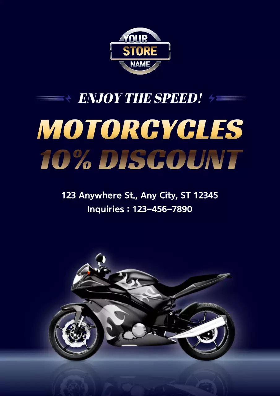 Navy Modern Motorcycle Promotion Poster