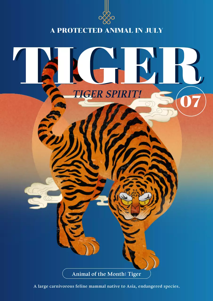 Blue Traditional Tiger Announcement Poster