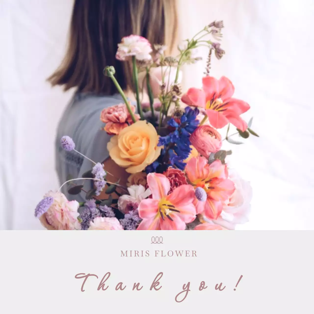 Colorful Elegant Flowers Thank You Instagram Post