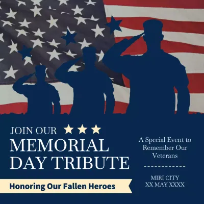 Blue Traditional Memorial Day Event Social Media Post