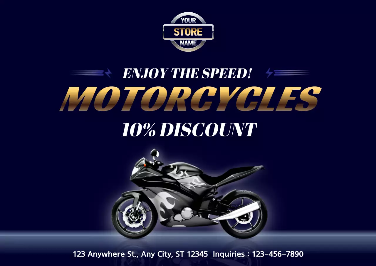 Navy Modern Motorcycles Promotion Poster