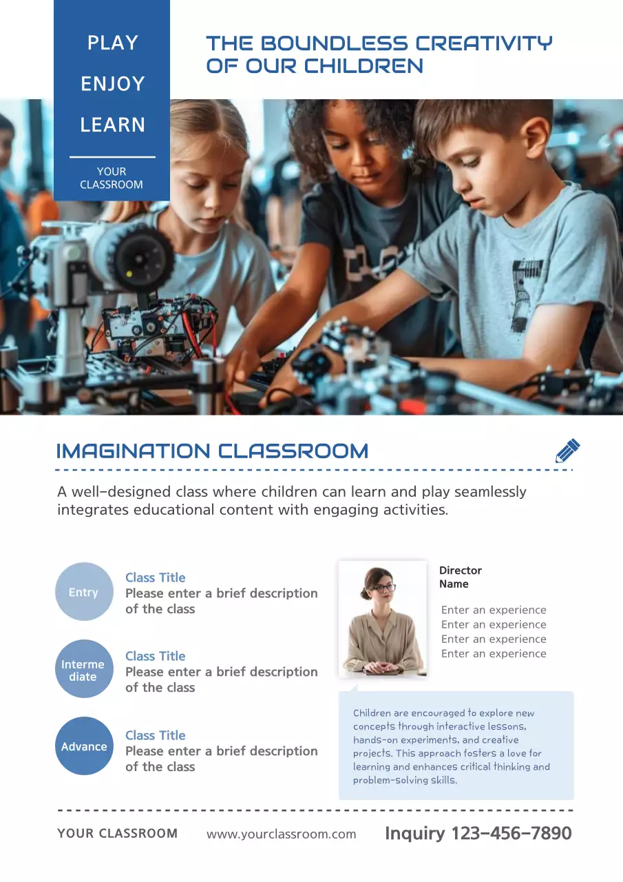 Blue Modern Classroom Advertisement Poster