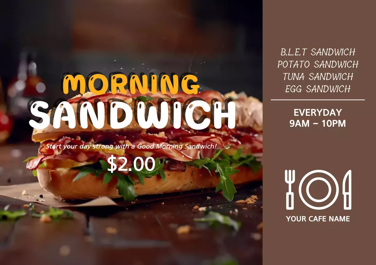 Brown Trendy Sandwich Promotion Poster