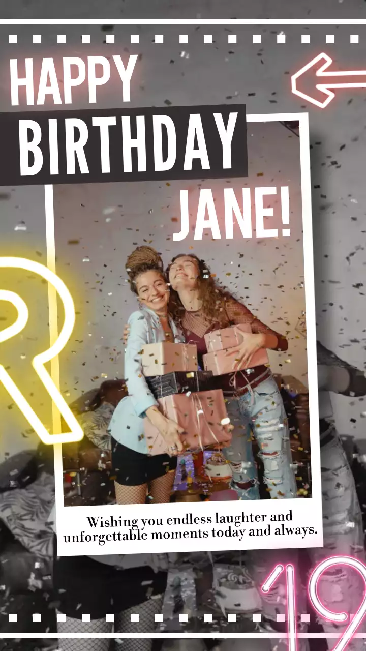 Neon Trendy Birthday Invitation Instagram Post