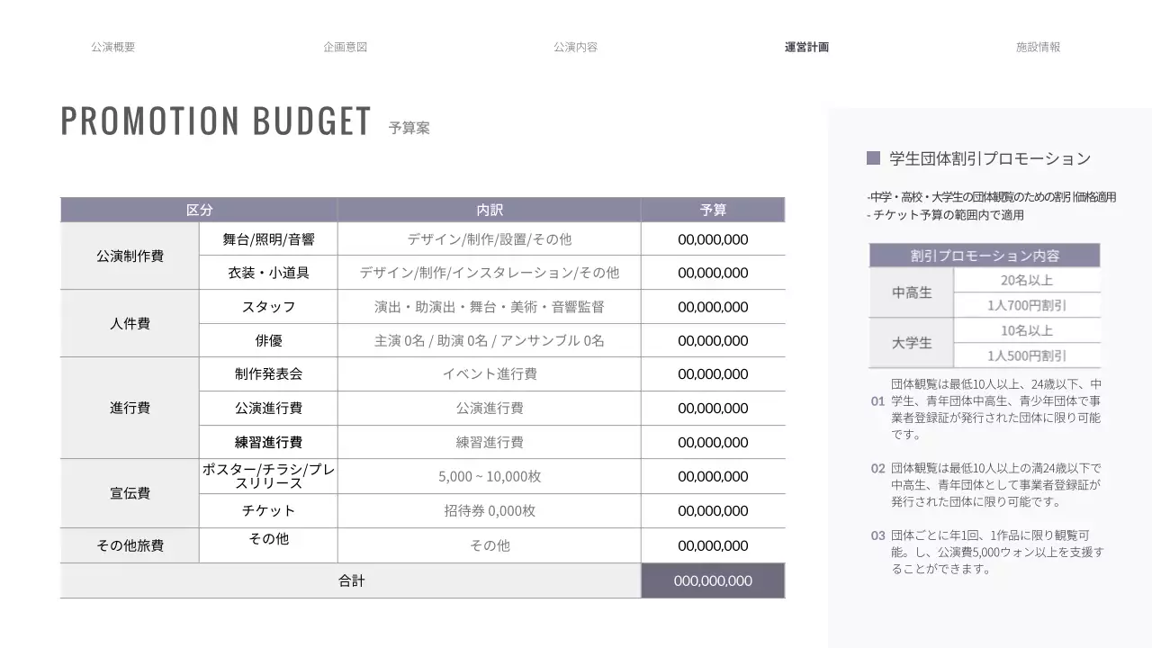 紫 洗練された 音楽 企画書 プレゼンテーション