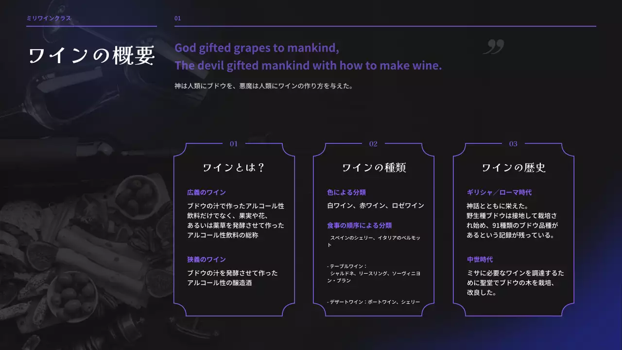 黒 モダン ワイン 資料 プレゼンテーション