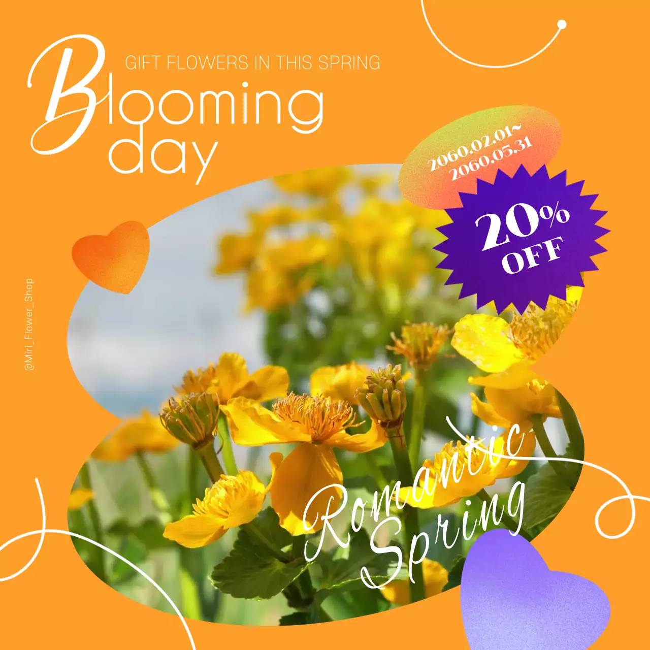 노란색의 감성적인 동영상을 활용한 봄 프로모션