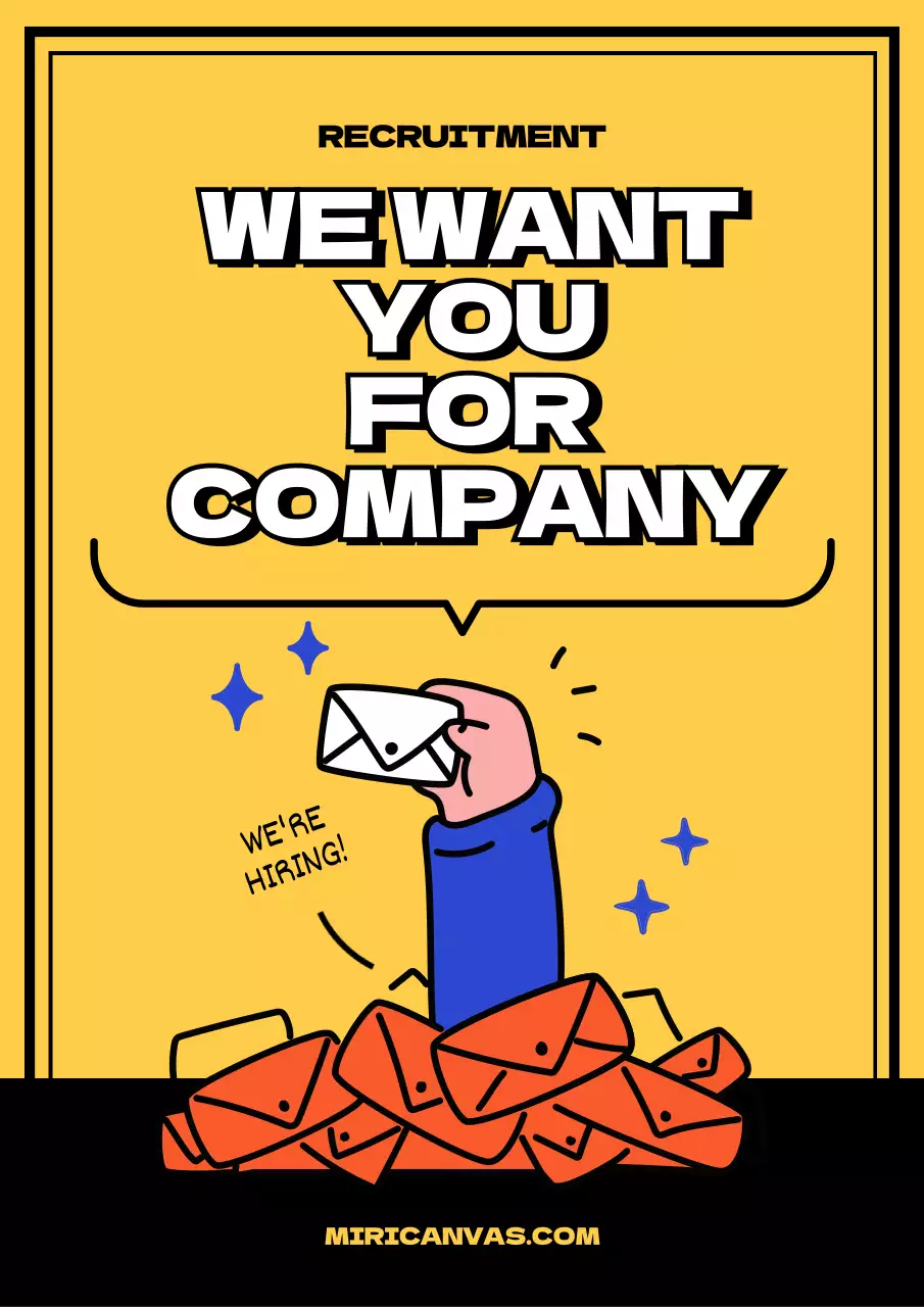 Yellow Retro Recruitment Advertisement Poster