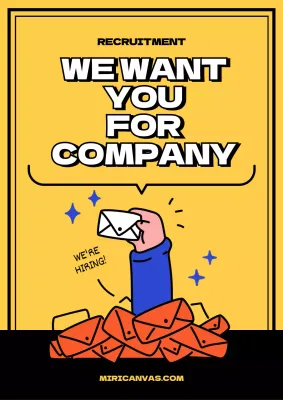 Yellow Retro Recruitment Advertisement Poster