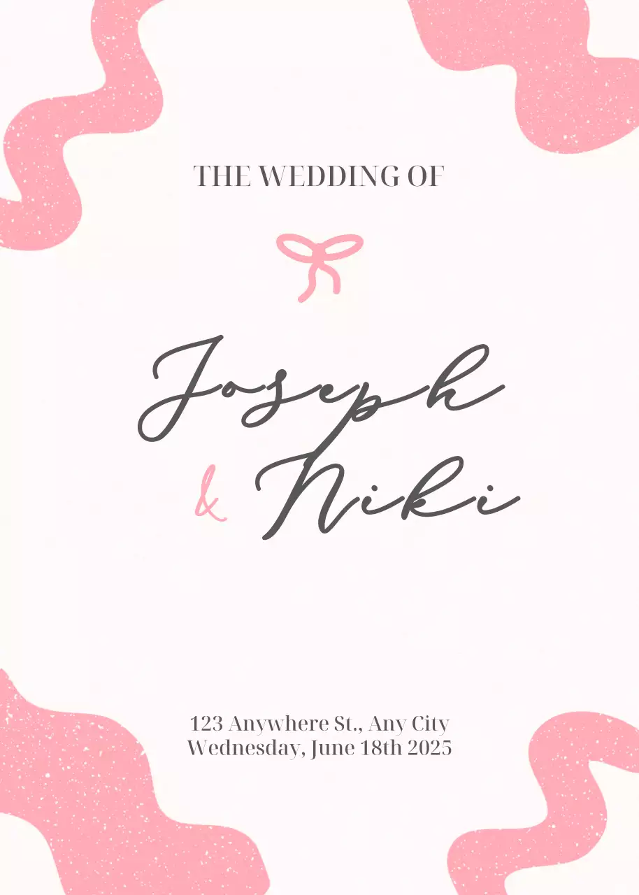 심플한 핑크색 웨딩 초대장