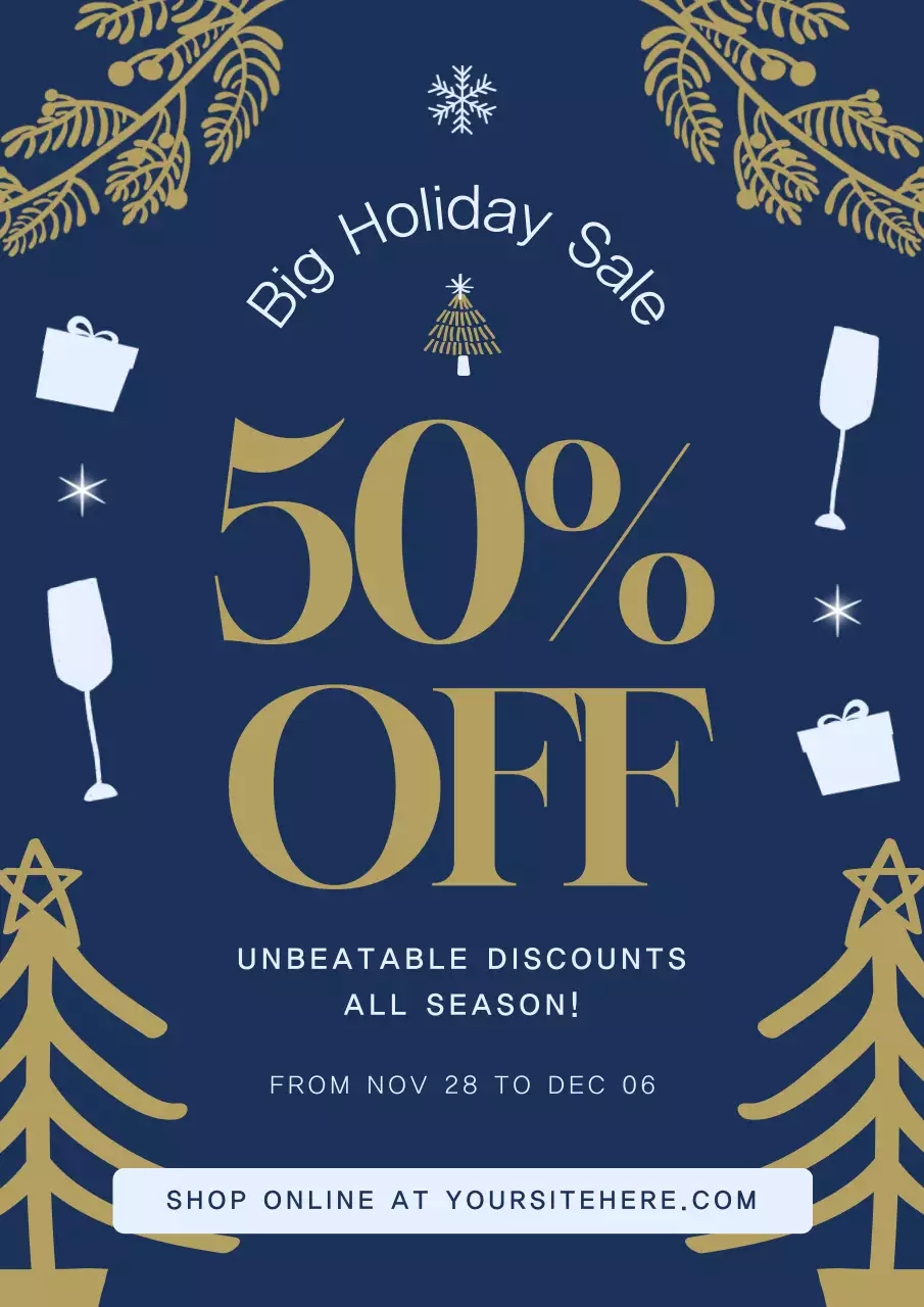 Navy Elegant Holiday Promotion Poster