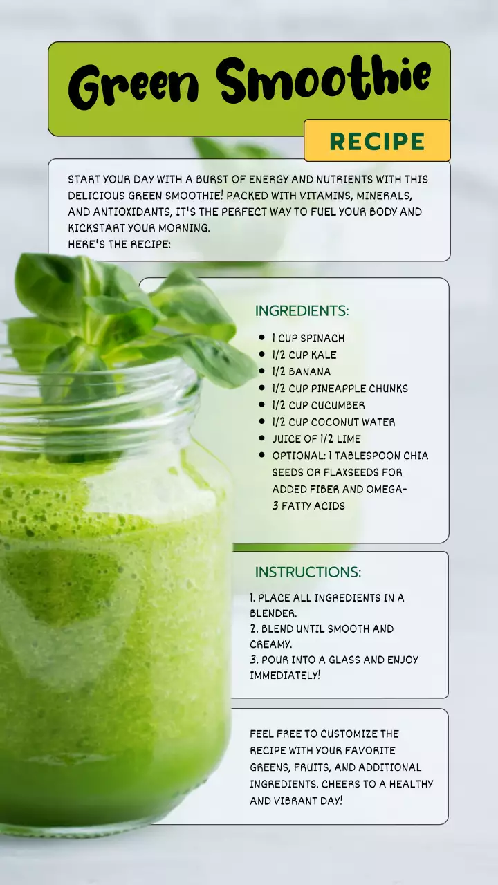 Green Simple Smoothie Recipe Instagram Post
