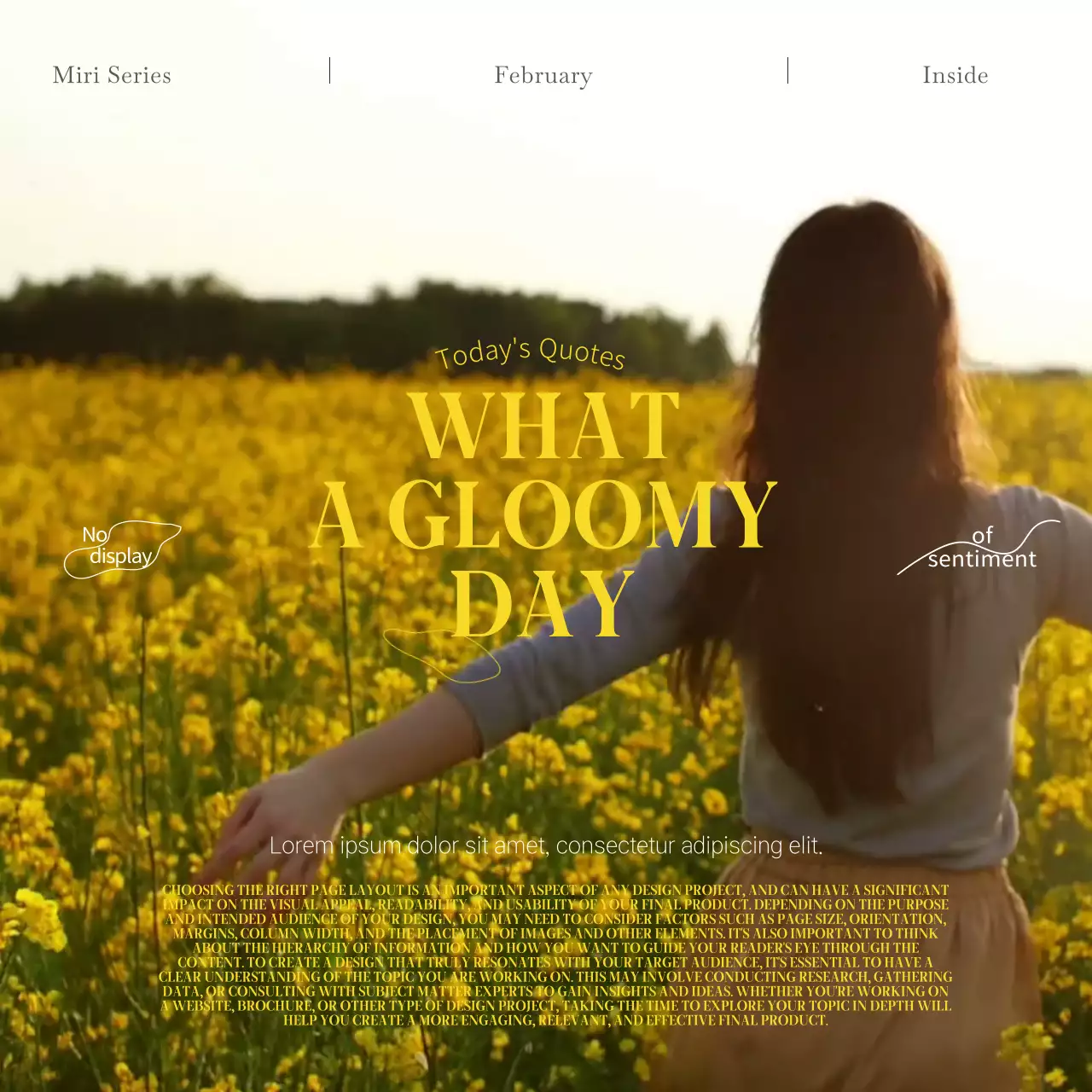 노랑 꽃배경의 소녀의 뒷모습을 담은 감정적인 컨셉의 동영상