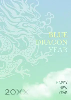 Blue Cultural Dragon Announcement Poster