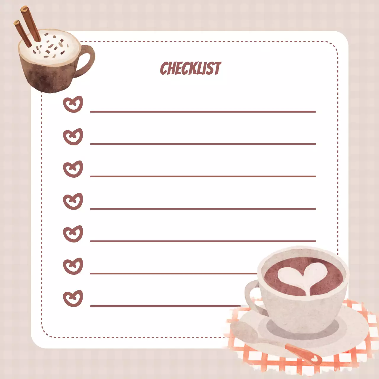 Perencana Daftar Periksa Vintage Beige