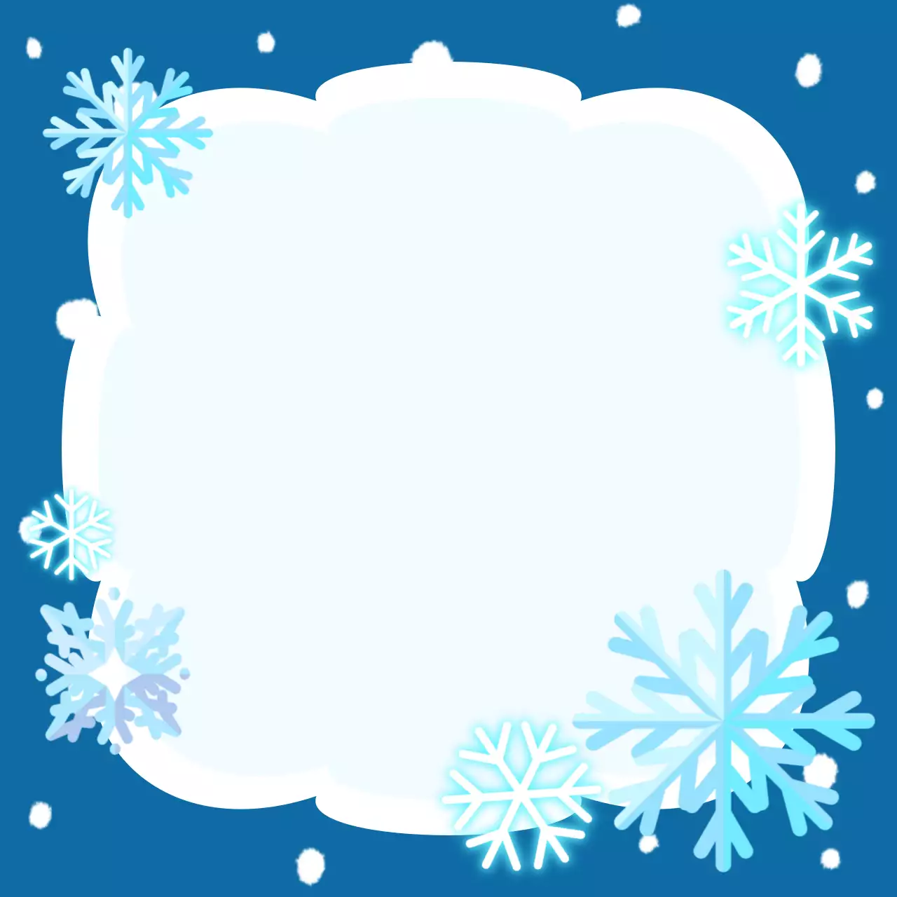 파랑 심플 눈송이 결정 겨울 엽서