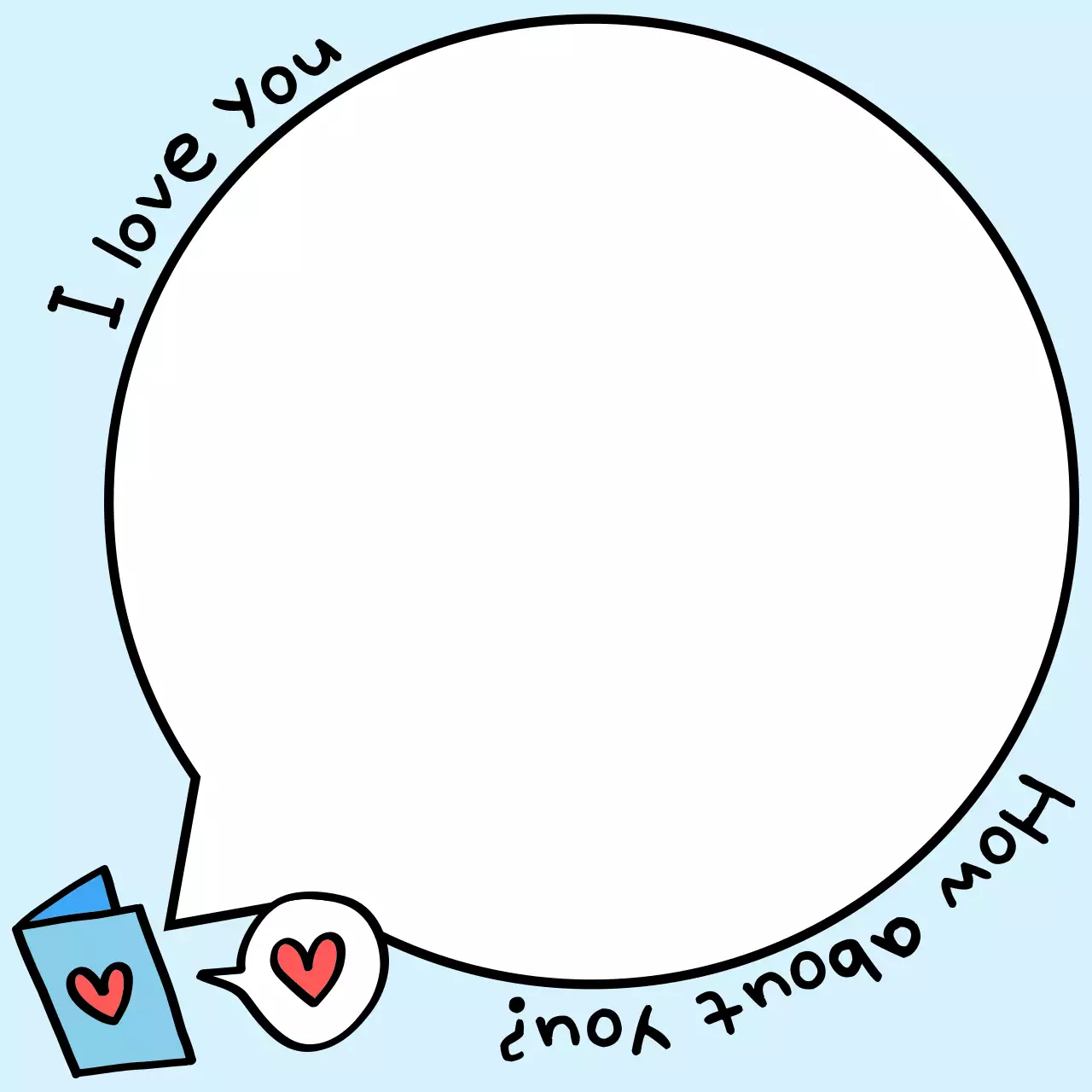 하늘색 아기자기한 사랑 엽서