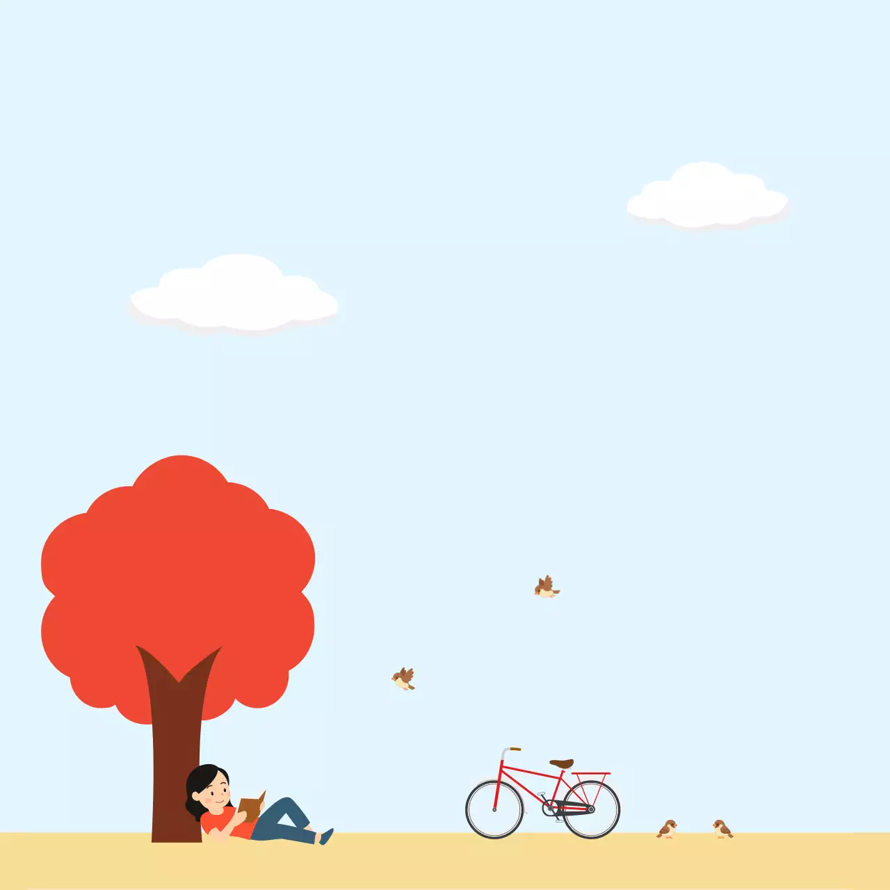 하늘색의 아기자기한 가을풍경 필기 문구