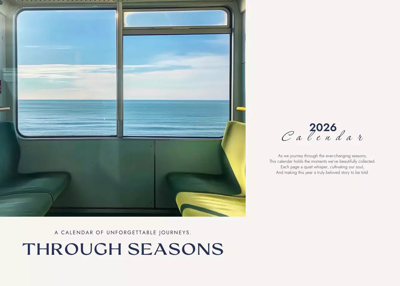 青 シンプル 旅行 カレンダー