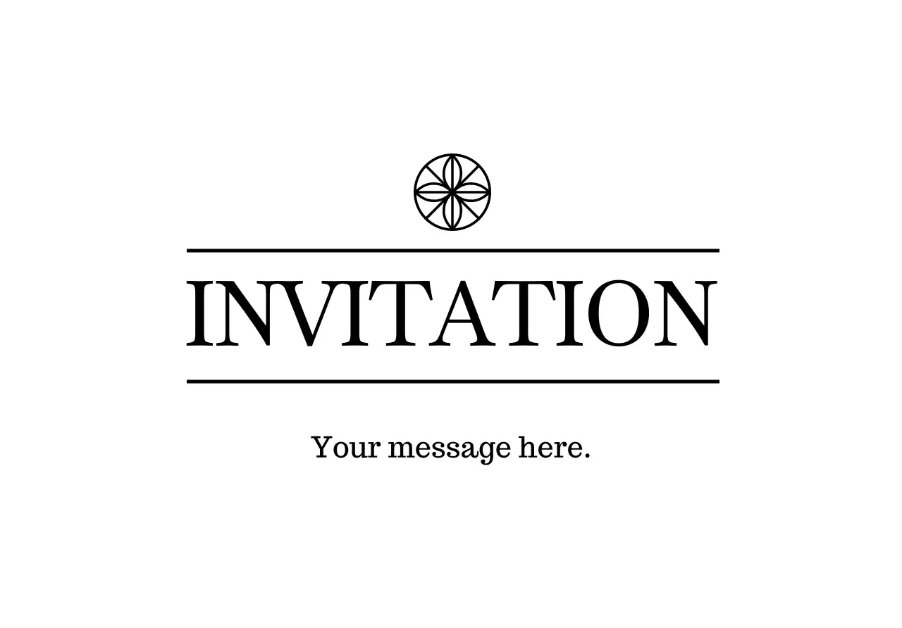 검정색 텍스트와 꽃 로고 라인 일러스트로 이루어진 심플한 초대장 엽서봉투