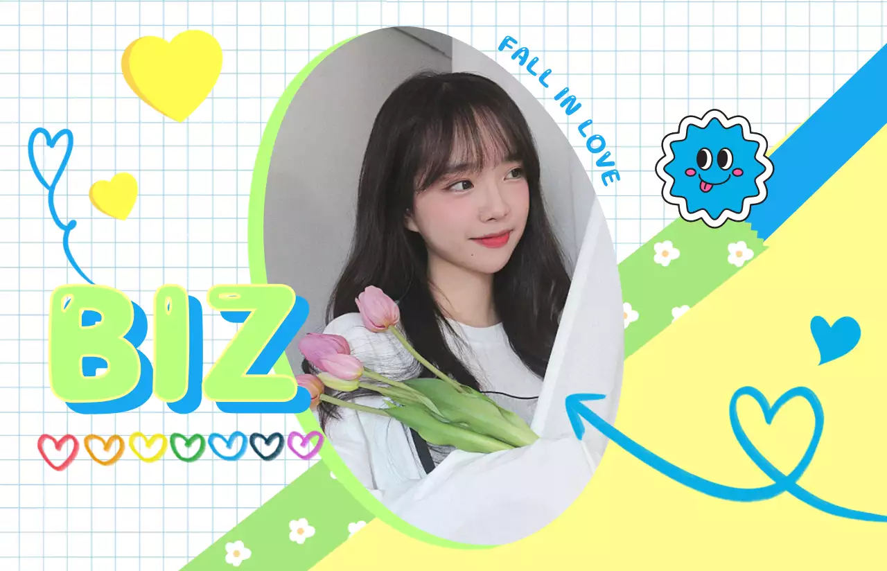 팝한 파스텔톤의 색감과 귀여운 스티커로 포인트를 준 다이어리 느낌