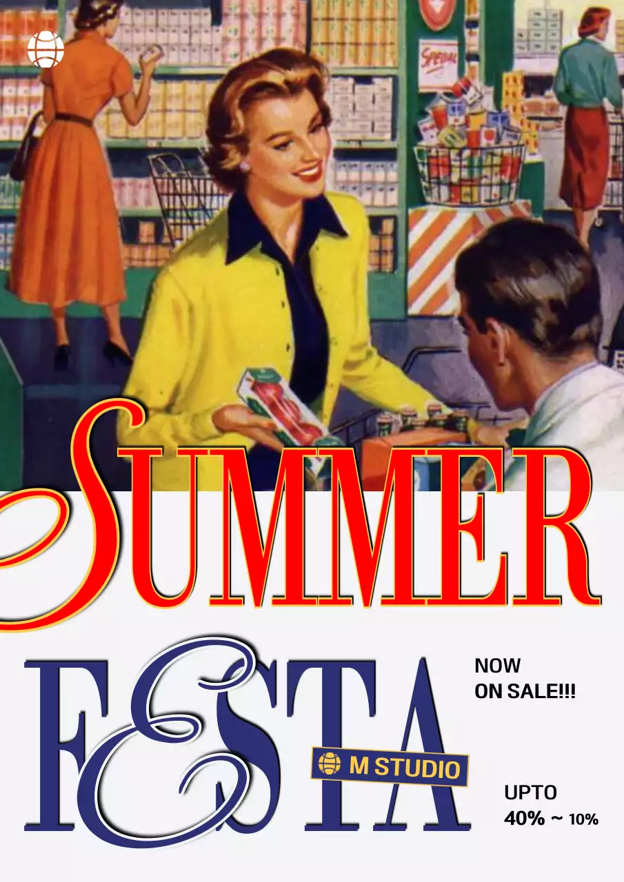 黄色 レトロ セール ポスター