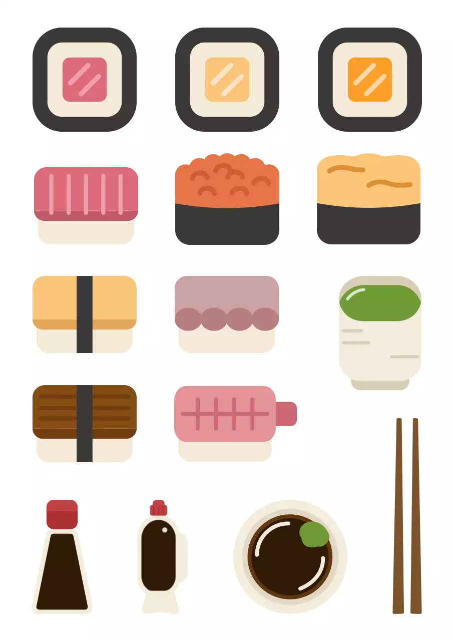 베이지 아기자기한 초밥 문구