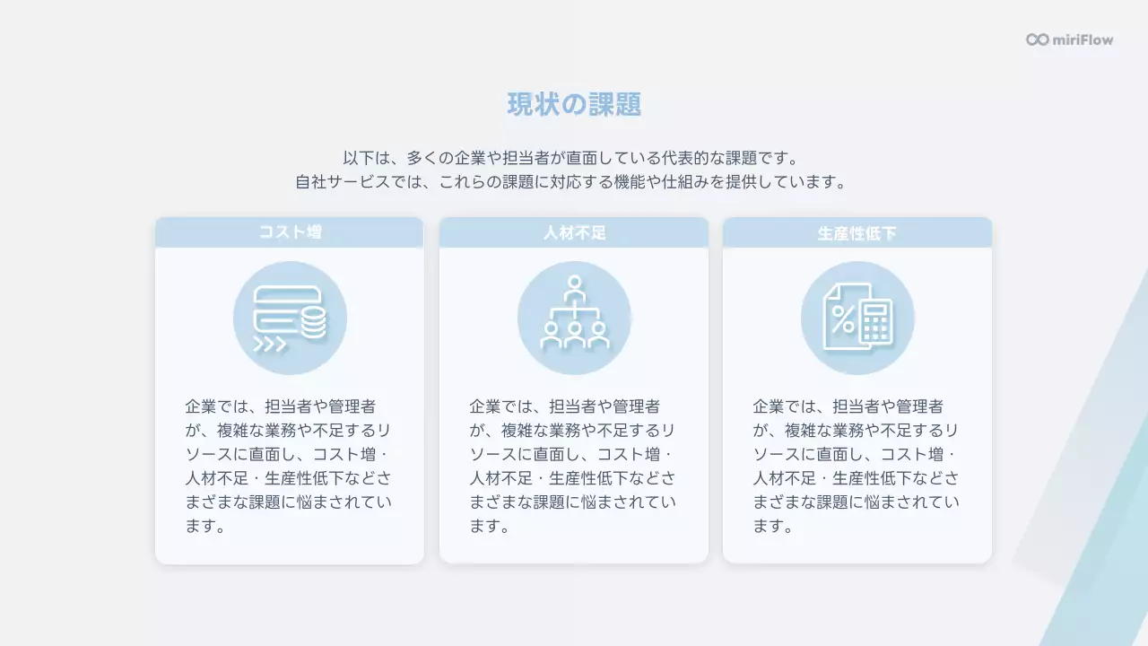 水色 モダン サービス 資料